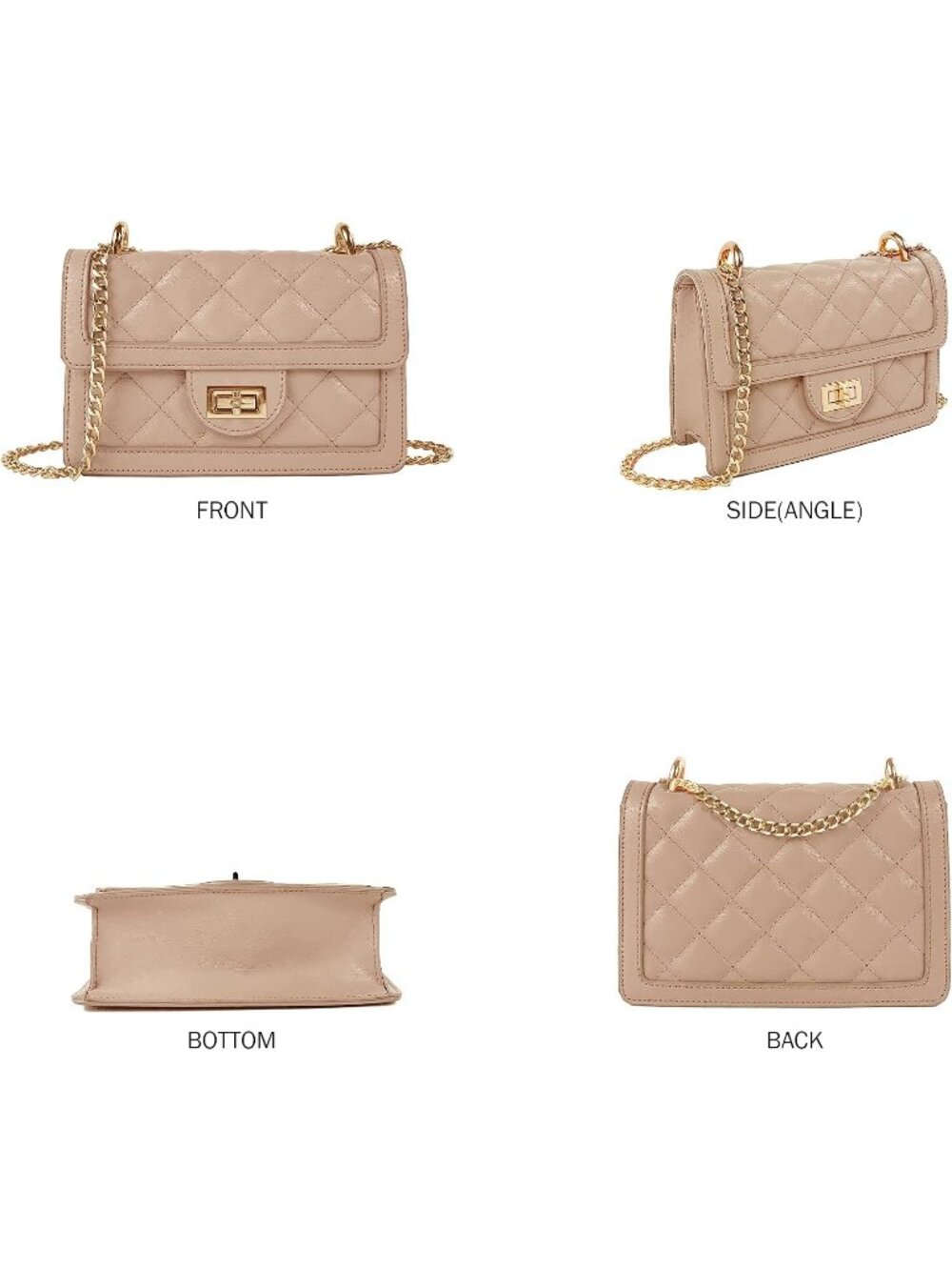 👜Women's Nude Quilted Chain Crossbody Mini Shoulder Bag Phone Wallet Purse - Picture 2 of 6